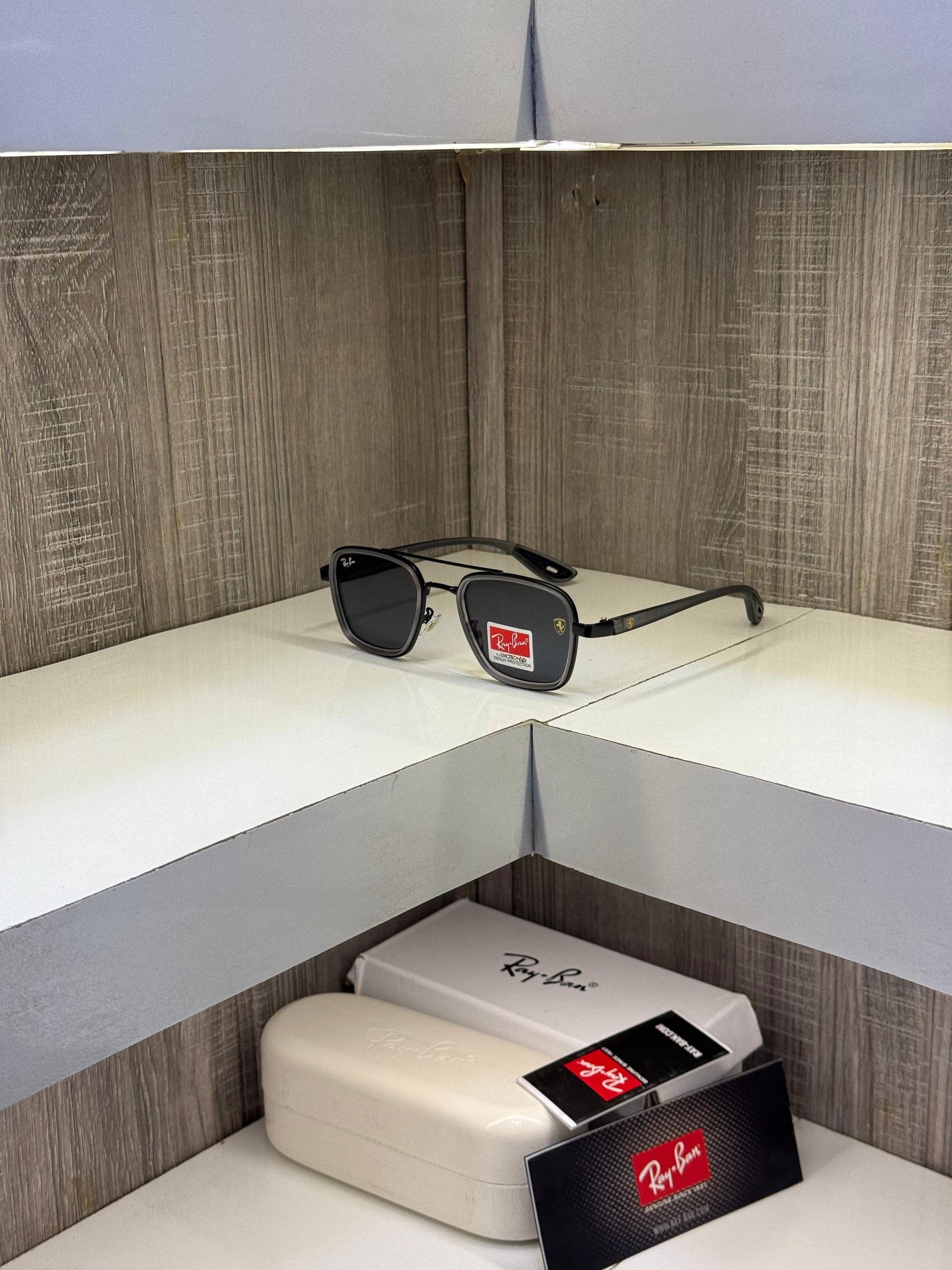 Ray-Ban Premium Black Square Sunglasses