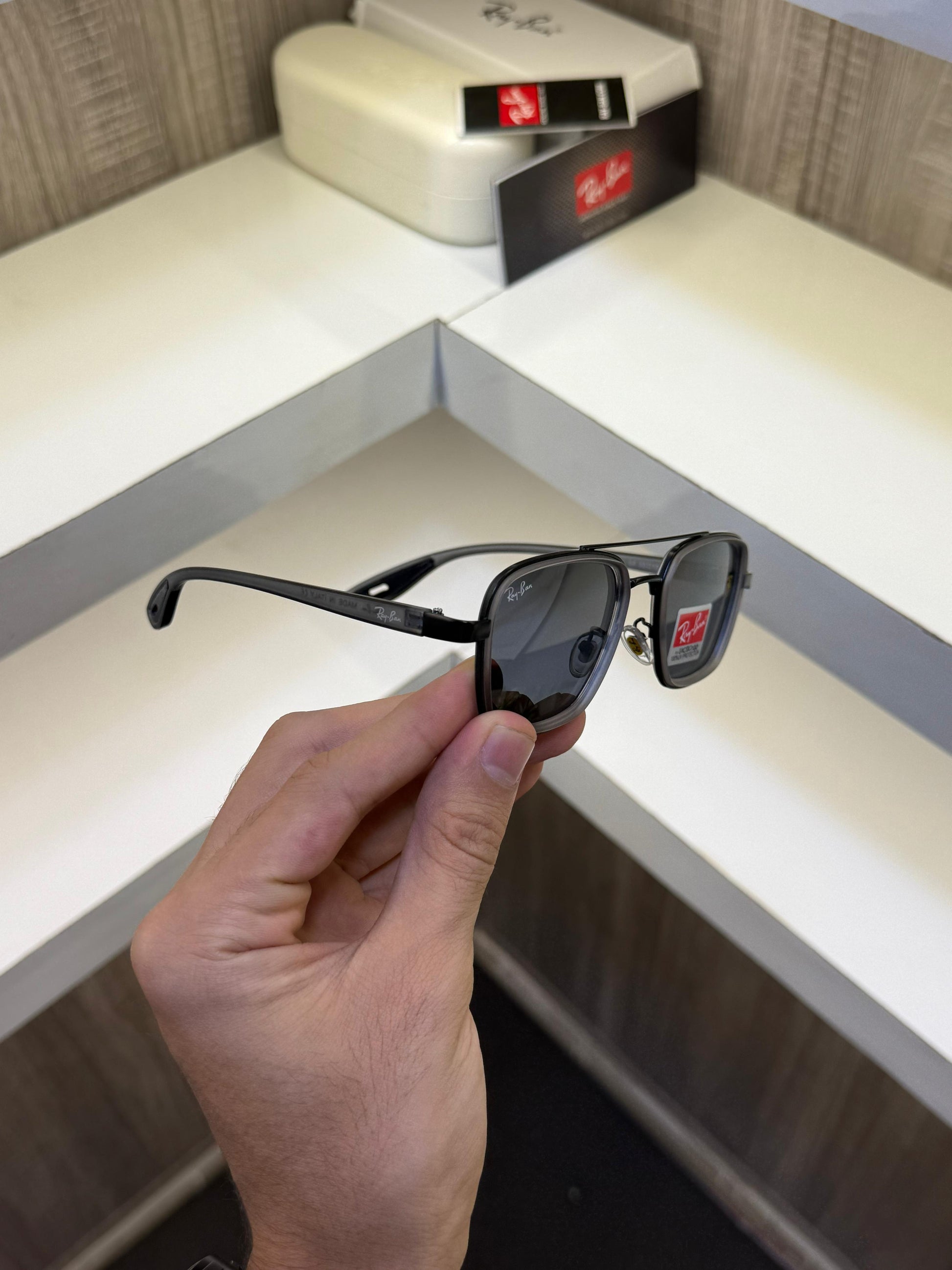 Ray-Ban Premium Black Square Sunglasses